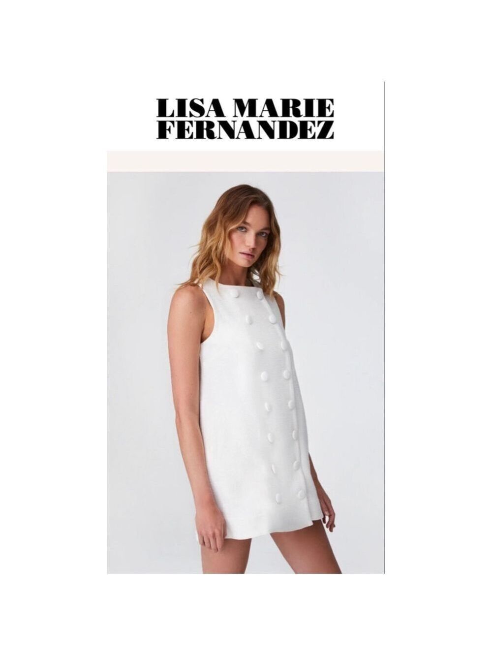 NWt Women's LISA MARIE FERNANDEZ White Double Breasted Mini Dress M